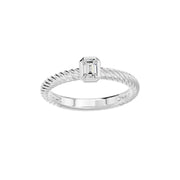Solitaire diamant naturel Émeraude Vittoria 0.20 carat or blanc